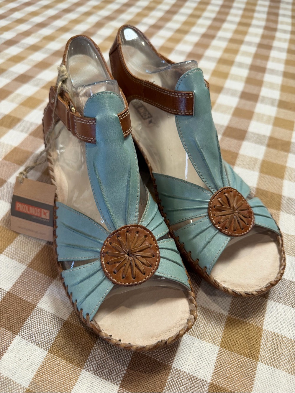 Pikolinos Breeze Leather Sandals NWT Women’s EU 39 US 8.5-9 Turquoise Brown